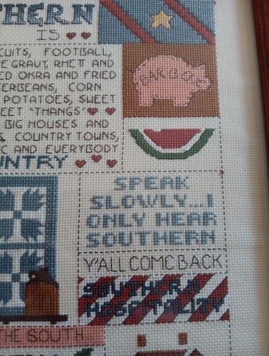 Handmade Southern cross stitch framed and matted wall hanging Neatly Stitched - Picture 3 of 11