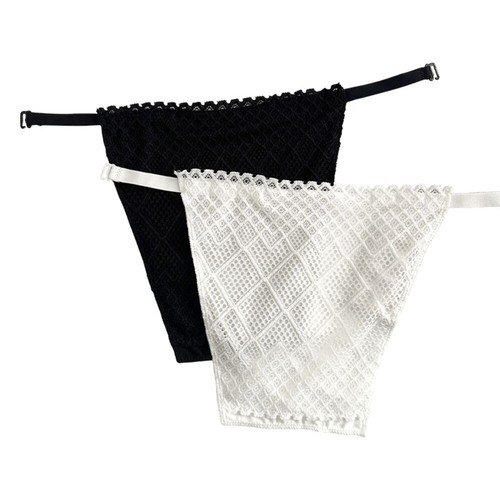 Mesh Strapless Insert Wrapped Chest Stripe Lace Anti-Glare Tube Top Soft Lady - Picture 6 of 11