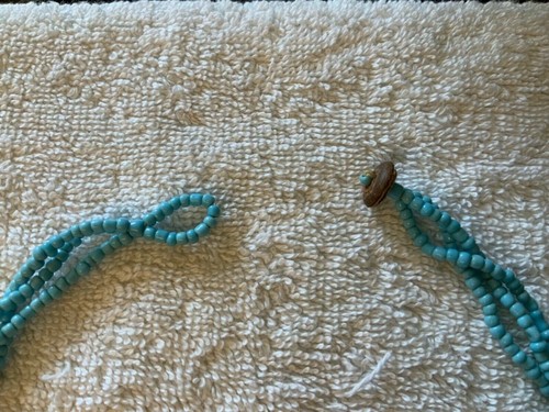 VIntage Southwest Seed Turquoise and Carved Wood Bib Collar Necklace 19 inch - Picture 3 of 4