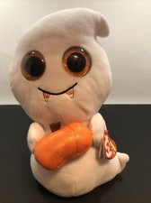 Ty Beanie Boos “Scream” Halloween Ghost Plush 9" Medium Size with Pumpkin