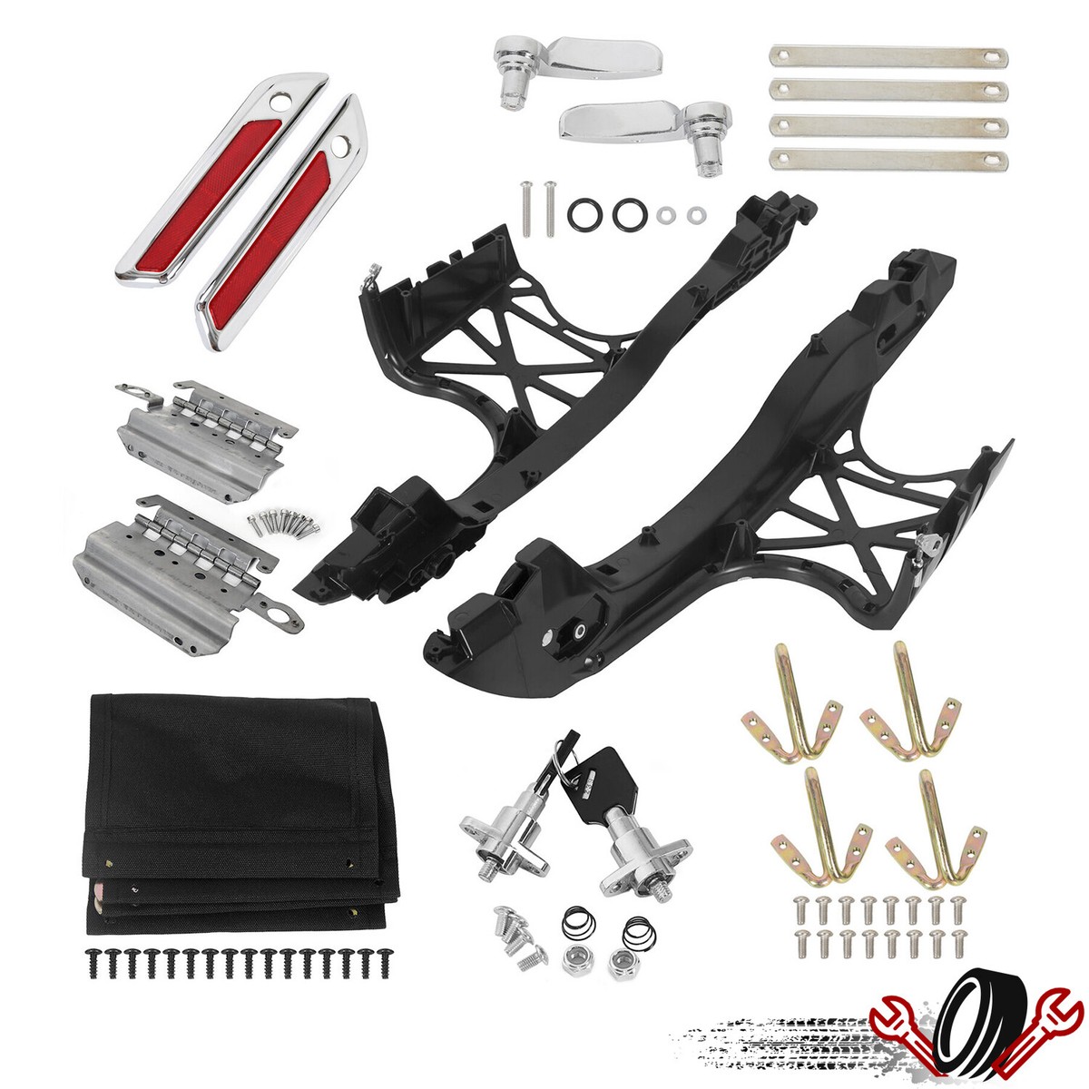 ●MAD LAD One Touch Opening Saddlebag Latch Lids Hardware Cover Kit