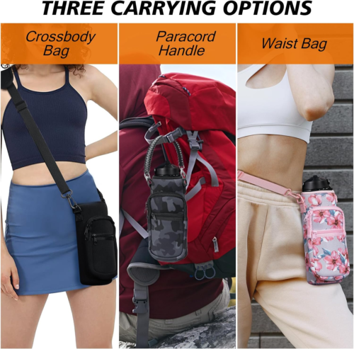 32/40/64/128 Oz Neoprene Insulated Water Bottle Carrier Bag, Sling Bag Sleeve Po - Picture 4 of 12