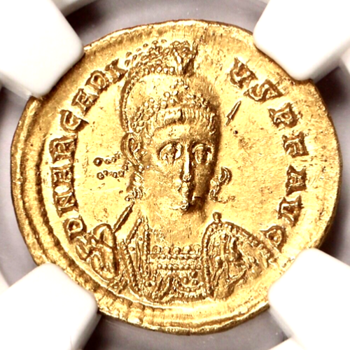 Roman Arcadius Gold AV Solidus 383-408 AD Certified NGC Choice AU-Strike 5/5! - Picture 5 of 6