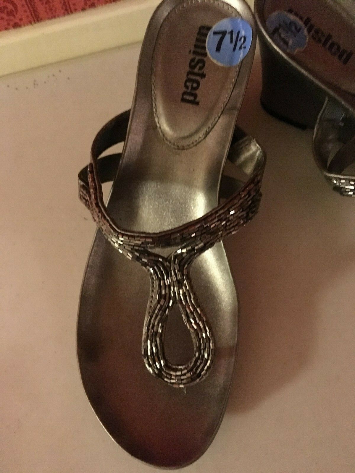 PANTOFOLA D’ORO Sandali con zeppa con perline dorate non in vendita 7 5 M usati