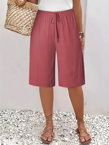 Womens Ladies Trousers Elastic Waist Casual Loose Summer Shorts Pants Size 6-20 - Picture 11 of 43