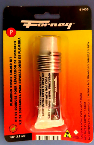 Forney Plumbing Repair Solder Kit Solid Core 1/8"  # 61435 with flux   NEW