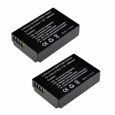 2pcs Replacement Battery for Canon LP-E12 LC-E12 EOS M50 Mark II M100 100D M200