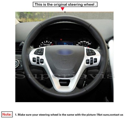 Custom Black PU Leather Steering Wheel Stitch on Cover For Ford Explorer 2011-19 - Picture 2 of 10