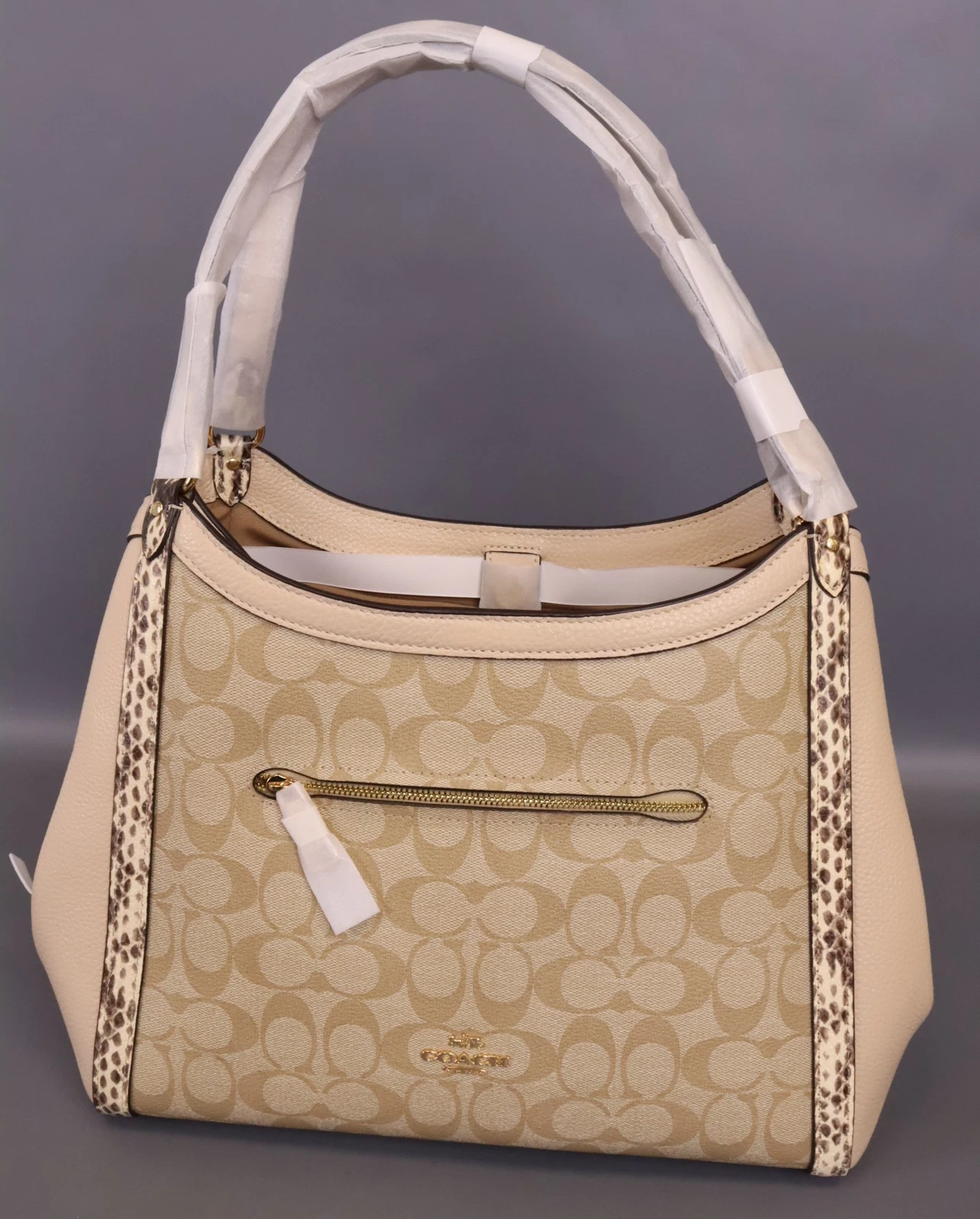 Borsa a tracolla Coach Kristy in pelle di serpente con triplo scomparto