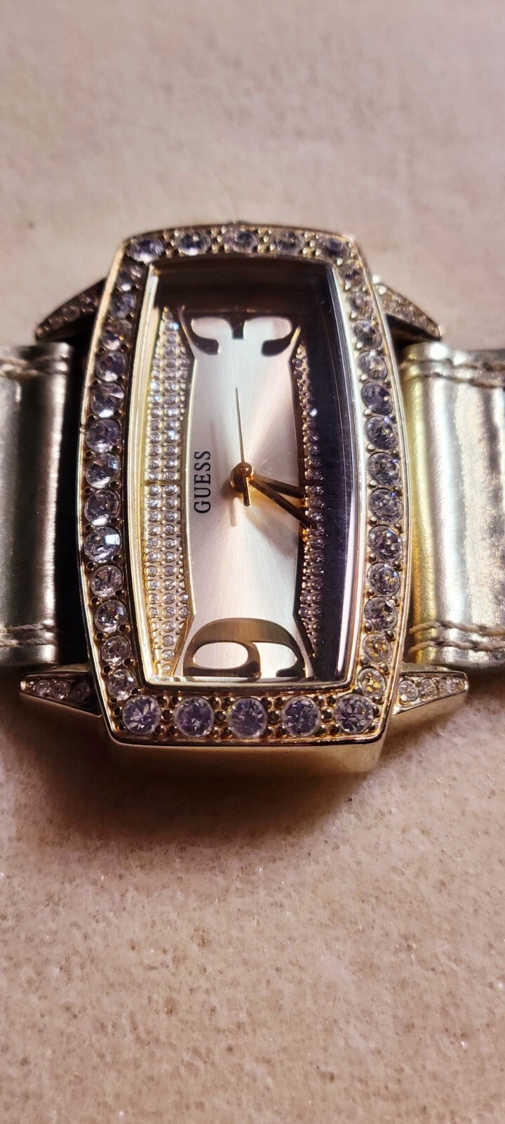 Guess Ladies Rectangular Watch With Rhinestone Ac… - image 3