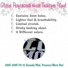 Glitter Perforated Heat Trans Vinyl HTV  HEAT PRESS MACHINE- 20"  USA #1