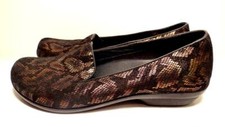 Dansko Snakeskin Print Olivia Slip On Metallic Animal Print Women Sz 38 US 7.5/8