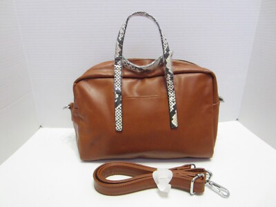 Urban Originals Fame Satchel Bag Vegan Leather Rust Snake Print Straps