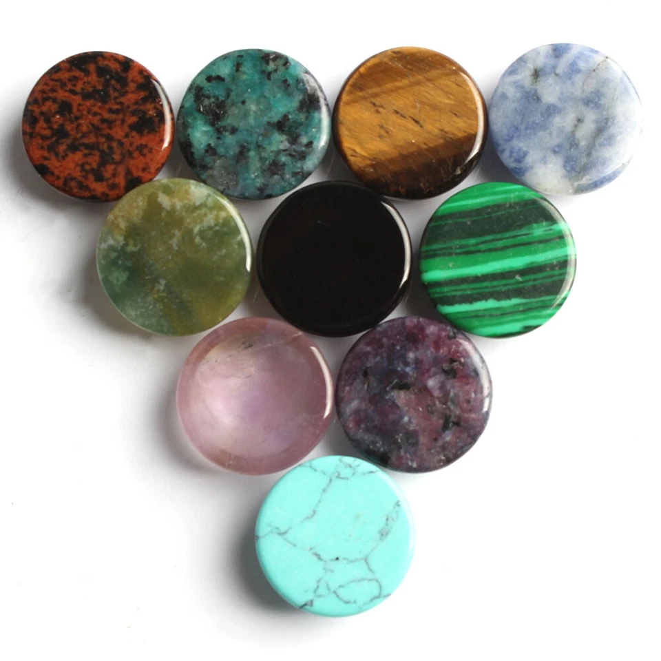 500pcs 14mm Natural Mixed Stone Round CAB CABOCHON DIY DIY Jewelry No Holes - Image 3 of 4