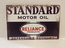 Standard Oil Tin Sign Dependable Economy Reliance Products Gas Oil Signs New