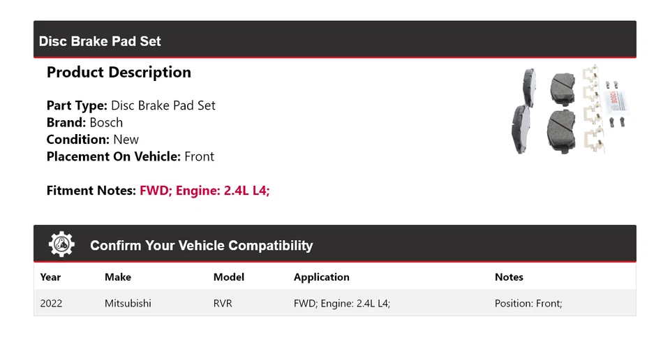Pastillas de freno de cerámica azul Bosch para Mitsubishi RVR 2022 2,4 L FWD delanteras Foto 2 de 4
