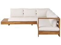 Lounge Set Akazienholz Hellbraun 5-Sitzer Auflagen Cremeweiß Modern Marettimo