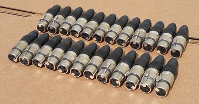 Lot of 24 Neutrik NC3FX 3 Pin Female XLR Nickel Mic Cable Connectors