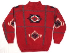 Southwestern Aztec Vintage Sweater 1970's Wool Or Blend