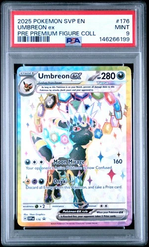2025 POKEMON PRISMATIC EVOLUTIONS PREMIUM FIGURE COLLECTION UMBREON EX PSA 9