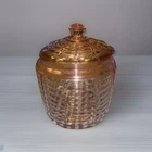 Vintage Anchor Hocking 7.25" Pink Depression Manhattan Cookie Jar w/Lid