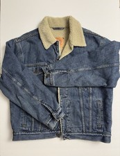 Vtg 2004 Y2K Levi's Sherpa Lined Trucker Jean Jacket Men's L 70520 3790