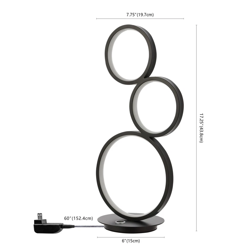 JONATHAN Y Lighting JYL7102 Juno 17" Alto Lámpara de Mesa con Acento LED - Negra Foto 2 de 4