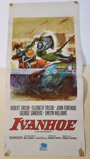 Vintage Original Movie Poster Ivanhoe Robert Taylor Elizabeth 1952 Medieval
