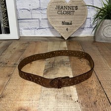 Vtg TONY LAMA Tooled Cutout Brown Belt Size 36 No Buckle
