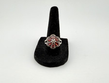 Vintage Garnet Flower & Marcasite Sterling Si...
