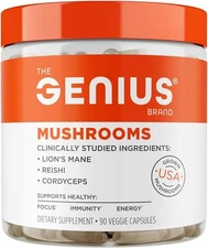 The Genius Brand Mushrooms - Plant-Based 90 Count (Pack of 1) 