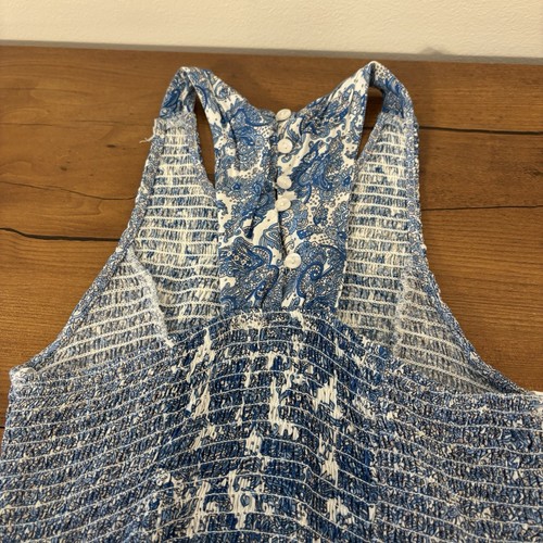 Japna Women's Maxi Sleeveless Dress Blue and White Paisley Floral Racer Back XS - Picture 4 of 12