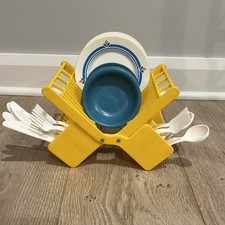 Vintage 1987 Fisher Price Fun With Food Dish Drainer Rack Kitchen Playset Lot