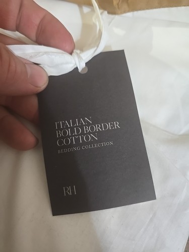RH Restoration Hardware Cotton Cal King Duvet Cover Italian Bold Border Camel - Picture 2 of 7