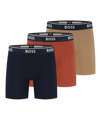 HUGO BOSS Boxer Briefs Long Mens Small Black Tan 3-Pack Power Cotton Stretch