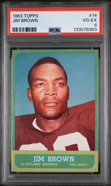1963 Jim Brown Topps #14 Cleveland Browns Graded PSA 4 EX