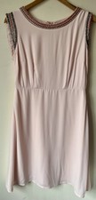 M&S Pink Size 12 Shift Dress Jewelled Embellished Summer Holiday Work A-line