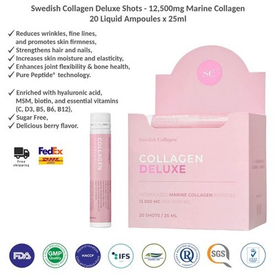 Swedish Collagen Deluxe Shots Flüssigkeit 12.500 mg Meereskollagen 20 Ampullen