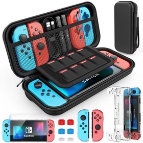 Carry Case for Nintendo Switch Shockproof Pouch with HD Switch Screen Protector