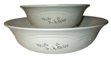 Pfaltzgraff Heirloom 12" Salad & 8.5" Vegetable Serving Bowl White & Gray Flower