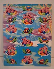 Vintage Lisa Frank Sticker Sheet S386 Piggys Tubing Peekaboo Turtle