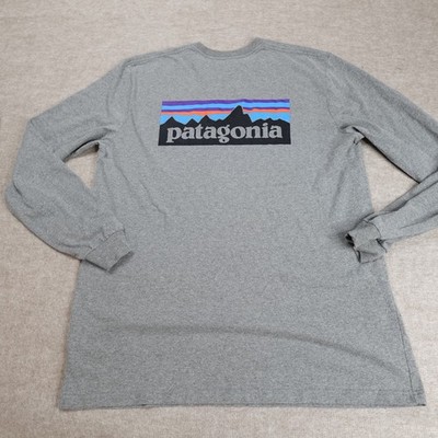 Patagonia Shirt Large Gray Double Sided Regular Fit Fitz Roy Long Sleeve