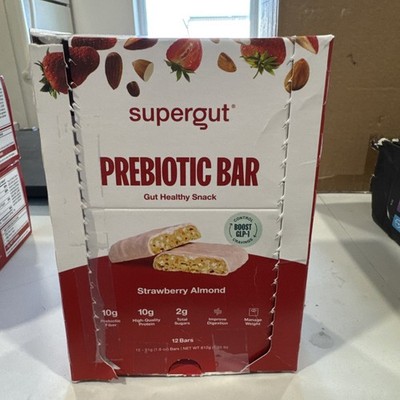 Super Gut Prebiotic Bar Boost 12ct Strawberry Almond Healthy Snack 3/26