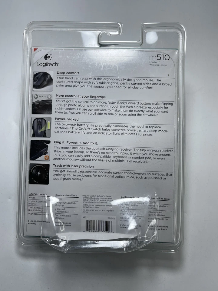 Logitech M510 Wireless Mouse With Receiver Control Plus Ergonomic USB Blue - Image 3 of 4