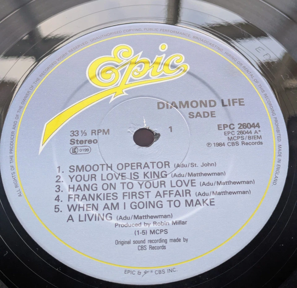 SADE DIAMOND LIFE 1984 Vinyl LP A3 B3 EPC 26044 PROCLEANED TESTED Read Descript - Image 3 of 4