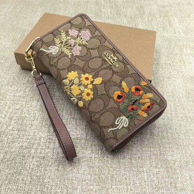 COACH Long Zip Around Wallet In Signature Jacquard Floral