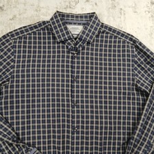 Charles Tyrwhitt Dress Shirt Mens 16.5 35 Blue Brown Check Extra Slim Fit