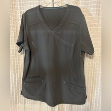 Grey Women's XL Scrub Top V-Neck Short Sleeve Pewter WM841 195036-0419