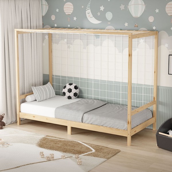 Kinderbett Jugendbett Kiefernholz Bett Einzelbett Lattenrost 90 X 200 Cm Natur-image