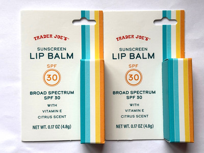 2 Pack Trader Joe's Sunscreen SPF 30 Broad Spectrum Lip Balm Citrus Scent 0.17oz